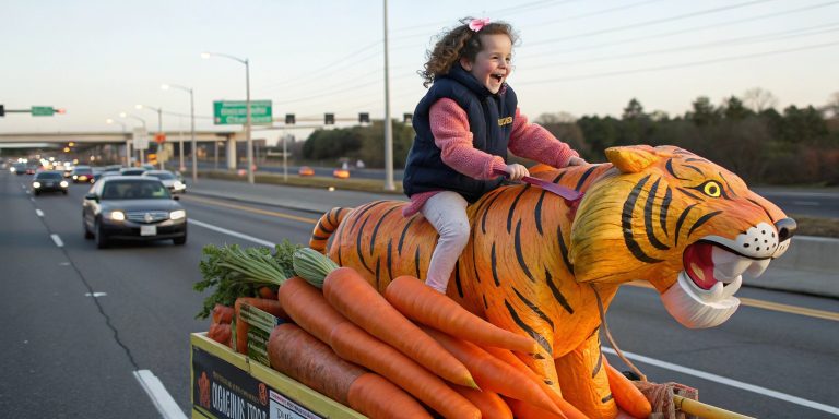 Carrot Tiger on the Highway Girl’s Surreal Sculpture Stuns Onlookers