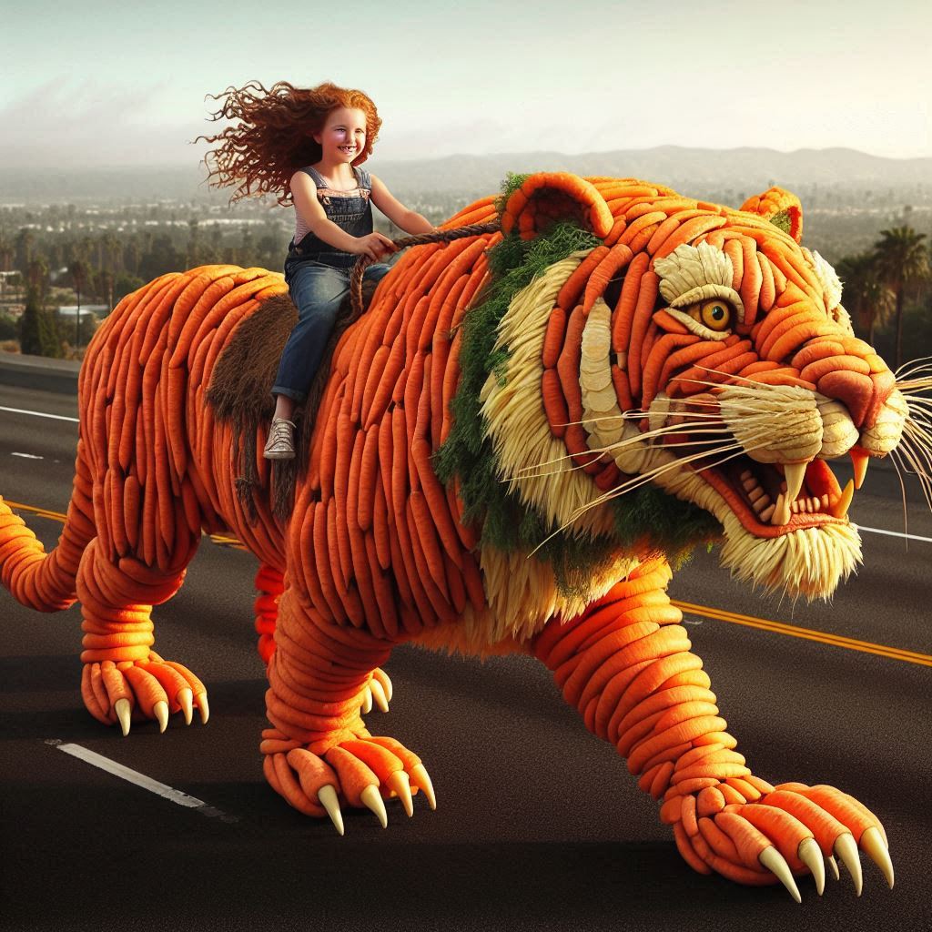 Carrot Tiger on the Highway Girl’s Surreal Sculpture Stuns Onlookers