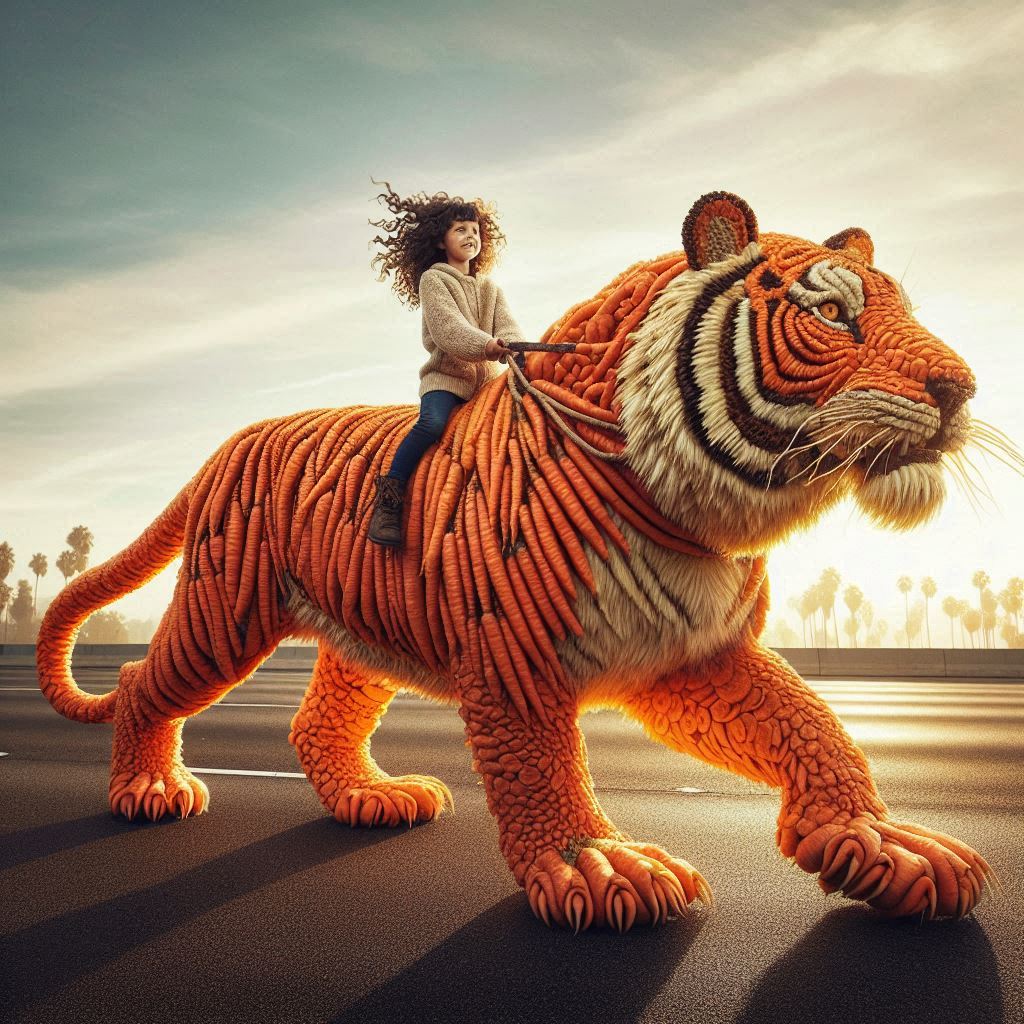 Carrot Tiger on the Highway Girl’s Surreal Sculpture Stuns Onlookers