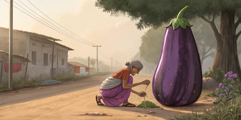 From Trash to Treasure Poor Woman’s Giant Eggplant Sculpture Stuns Village! 🍆✨ #StreetArt #EphemeralArt #RecycledMasterpiece